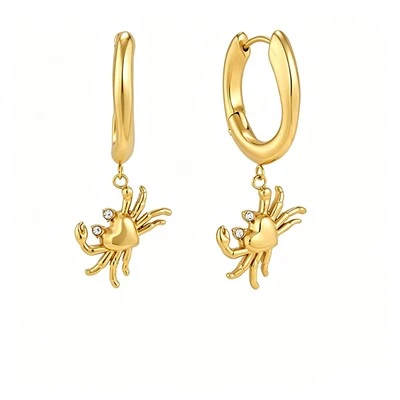 Crab Charm Hoop Earrings