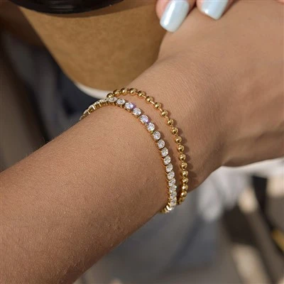 CZ Bead Tennis Bracelet
