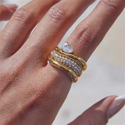 CZ Chunky Wave Ring