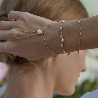CZ Four Leaf Bracelet