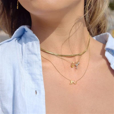 CZ Heart Lock And Key Charm Necklace