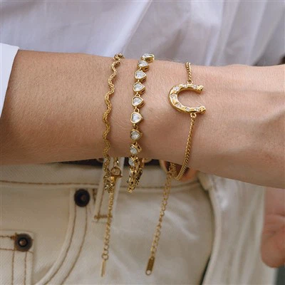 CZ Horseshoe Link Bracelet