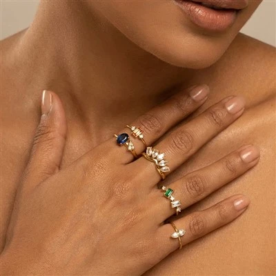 CZ Oval Pear Ring