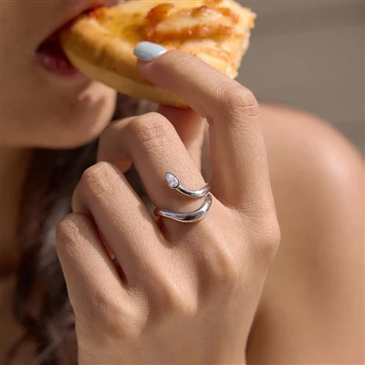CZ Snake Shaped Open Ring