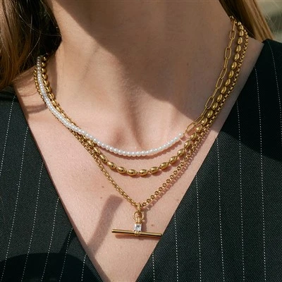 CZ T Bar Necklace