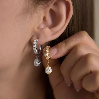 CZ Teardrop Hoops