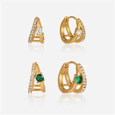 CZ Two Layer Hoop Earrings