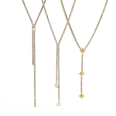 CZ Y Drop Tennis Chain Necklace