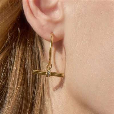 Dainty T Bar CZ Earring