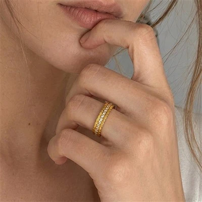 Detachable Zircon Stainless Steel Ring Set