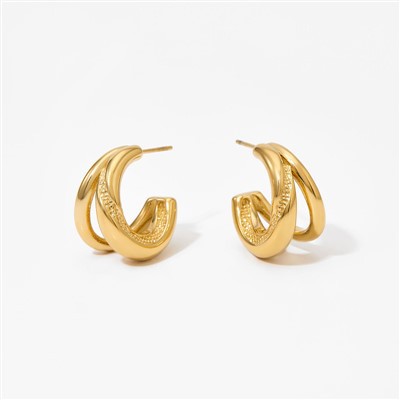 Double Hoop C Shape Earrings