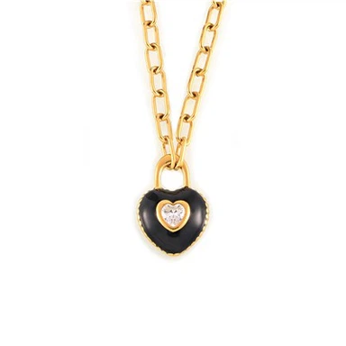 Enamel Heart Pendant Necklace