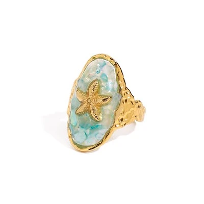 Enamel Starfish Open Ring