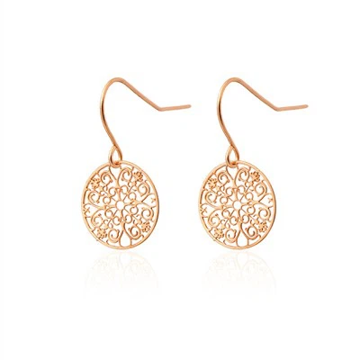 Flower Filigree Disc Drop Earrings
