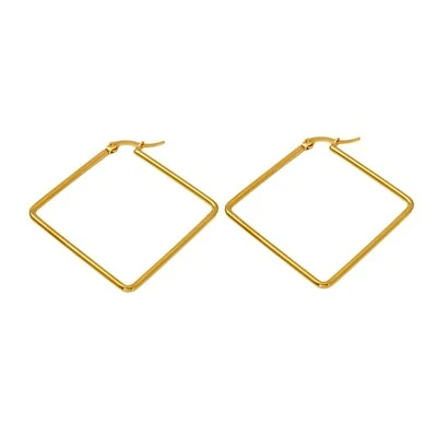 Geometric Square Click‑Top Hoop Earrings