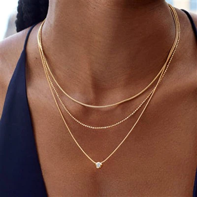 Gold Plated Multi Strand Chain Necklace