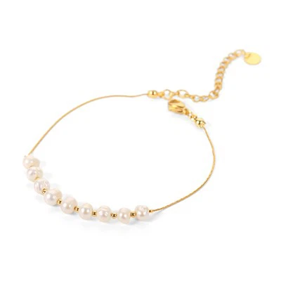 Half Pearl Half Chain Bracelet