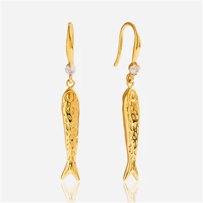 Hammered Fish Drop Earring