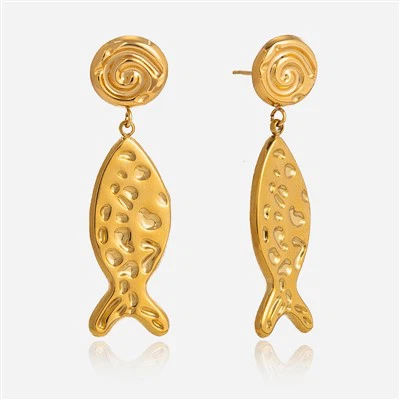 Hammered Fish Drop Earrings