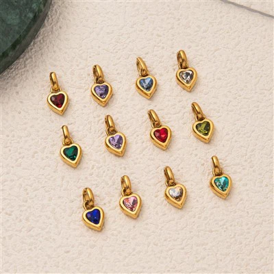 Heart Birthstone Pendant Charms