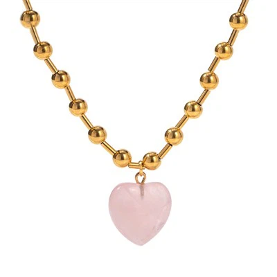 Heart Stone Bead Chain Necklace