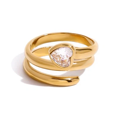 Heart Zircon Spiral Ring