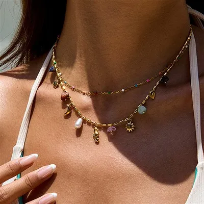 Hippocampus Multi Charm Layered Necklace