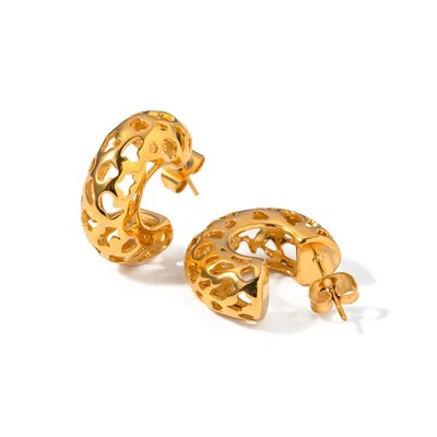 Hollow Small C HOOP Stud Earring
