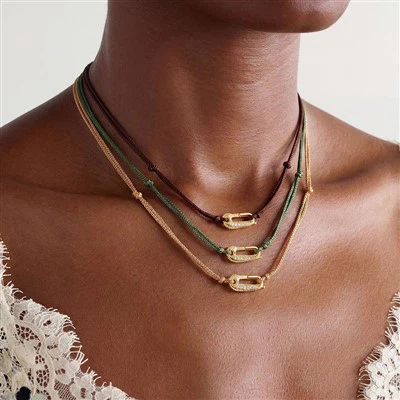 Iced Out Pin Braided Rope Necklace