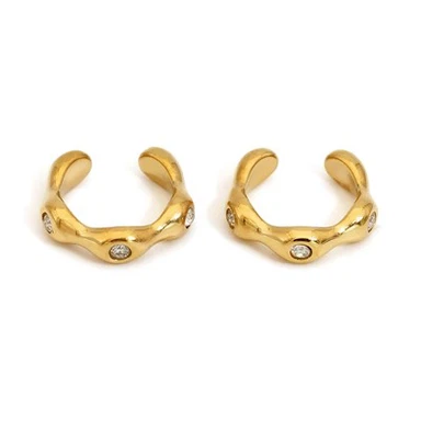Irregular Zircon Clip Earrings