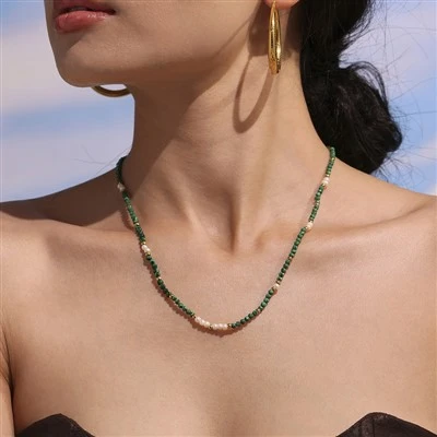 Malachite Freshwater Pearl Necklace