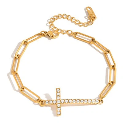 Minimalist Zircon Cross Chain Bracelet