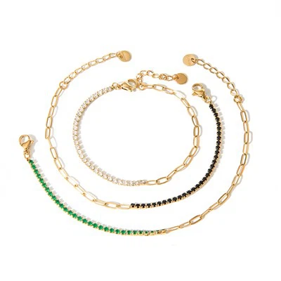 Zircon Mixed Chain Bracelet