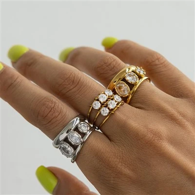 Mixed Shape CZ Stack Ring