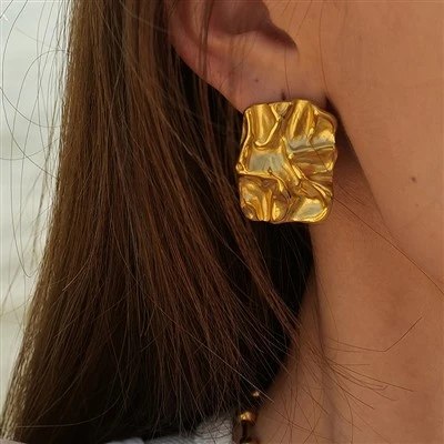 Molten Textured Statement Stud Earrings