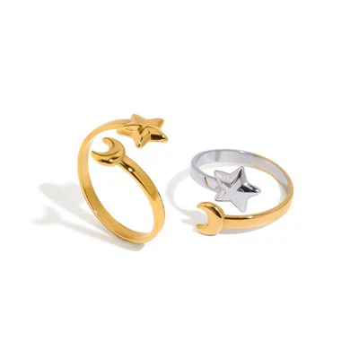 Moon And Star Open Ring