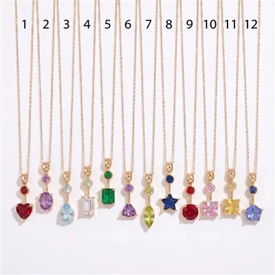 Multi Shape CZ Pendant Necklace