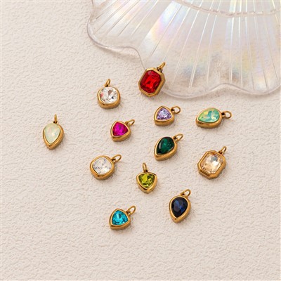 Multi Shape Stainless Steel Birthstone Charms