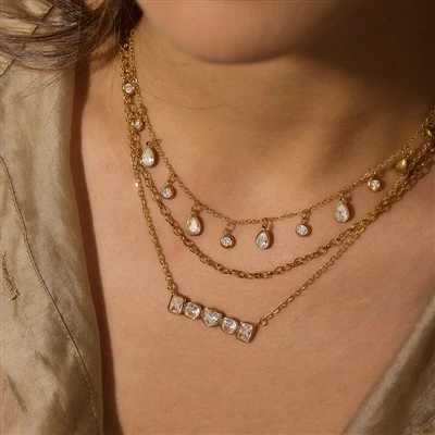 Multicolor Square CZ Necklace