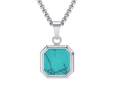 Nature Stone Square Pendant Necklace