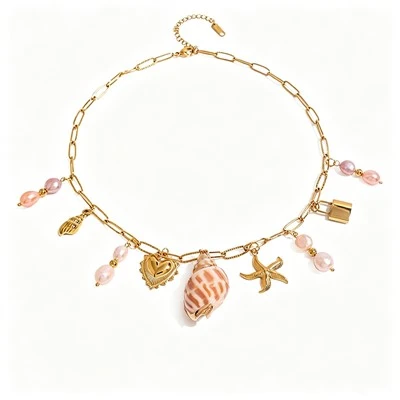 Ocean Charm Pearl Necklace