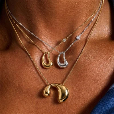 Organic Teardrop Pendant Necklace