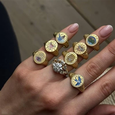Painted Vintage Style Signet Ring