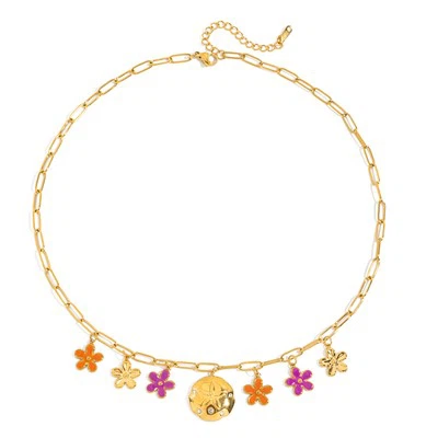 Paperclip Necklace With Flower Charm