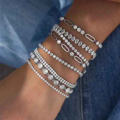 Pave CZ Paperclip Link Bracelet