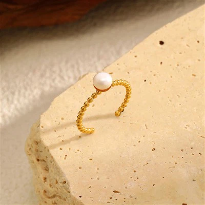 Pearl Beaded Open Ring
