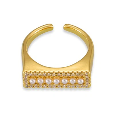 Pearl Open Signet Ring