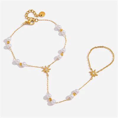 Pearl Star Hand Chain Bracelet