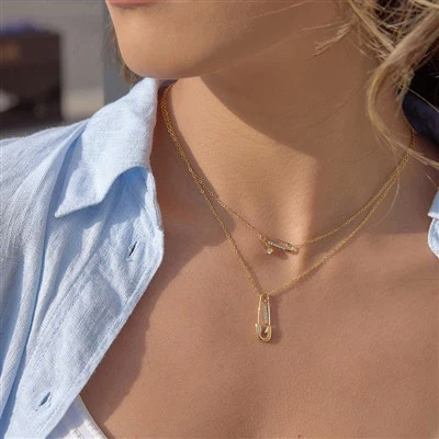 Pin Layered Pendant Necklace