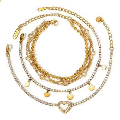 Polished Stainless Steel Zircon Bracelets